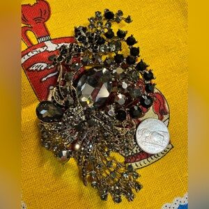 Elegant Black and Silver Brooch